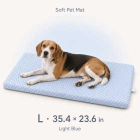 Summer Dog Bed Mat with Removable Machine-Washable Cover, Cushioned Foam Pet Mattress, Non-Slip Crate Kennel Pad for Cats, Small Medium Dogs (Color: Blue, size: L)