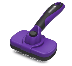 Self Cleaning Slicker Brush - Skin Friendly Deshedding Grooming Tool for Dogs & Cats, Suitable for Shedding & Haired Pets (Color: Purple)